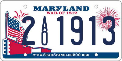 MD license plate 2AO1913