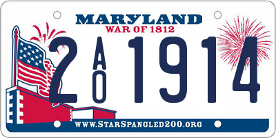 MD license plate 2AO1914