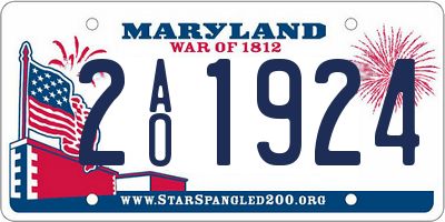 MD license plate 2AO1924