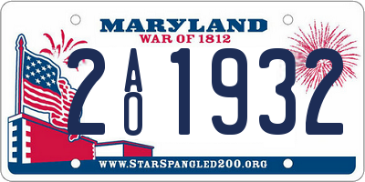 MD license plate 2AO1932