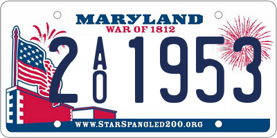 MD license plate 2AO1953
