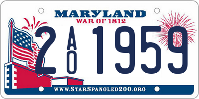 MD license plate 2AO1959