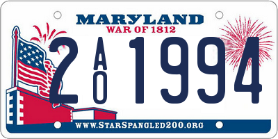 MD license plate 2AO1994