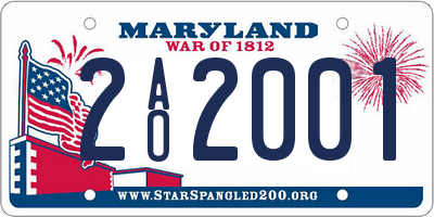 MD license plate 2AO2001