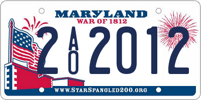 MD license plate 2AO2012