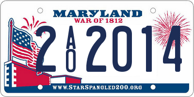 MD license plate 2AO2014