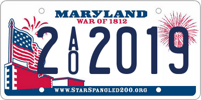 MD license plate 2AO2019