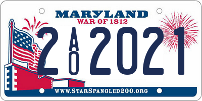 MD license plate 2AO2021