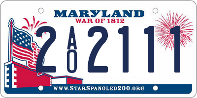 MD license plate 2AO2111