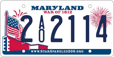 MD license plate 2AO2114
