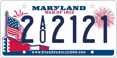 MD license plate 2AO2121
