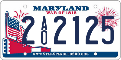 MD license plate 2AO2125