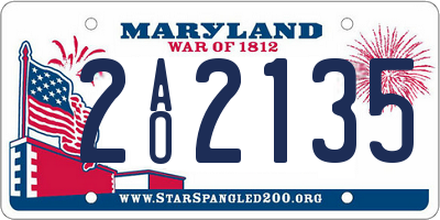 MD license plate 2AO2135