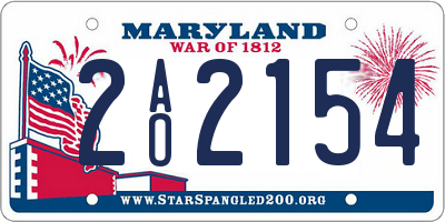 MD license plate 2AO2154