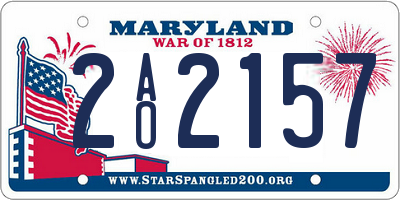 MD license plate 2AO2157