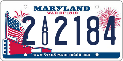 MD license plate 2AO2184