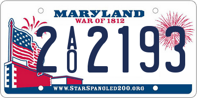 MD license plate 2AO2193