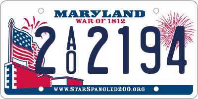 MD license plate 2AO2194