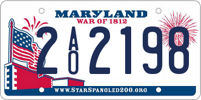 MD license plate 2AO2198