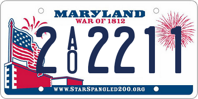 MD license plate 2AO2211