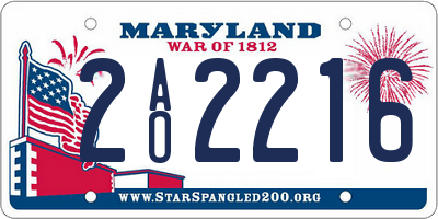 MD license plate 2AO2216