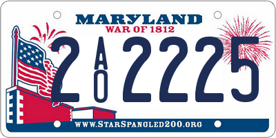 MD license plate 2AO2225