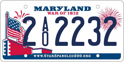 MD license plate 2AO2232