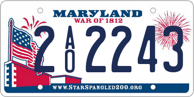 MD license plate 2AO2243