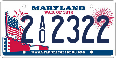 MD license plate 2AO2322