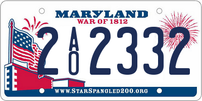 MD license plate 2AO2332
