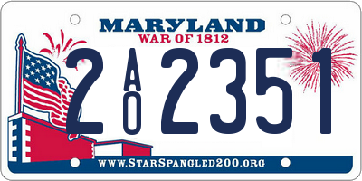 MD license plate 2AO2351
