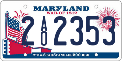 MD license plate 2AO2353