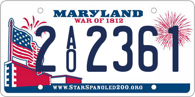 MD license plate 2AO2361