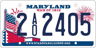 MD license plate 2AO2405