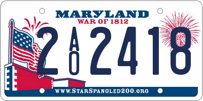 MD license plate 2AO2418