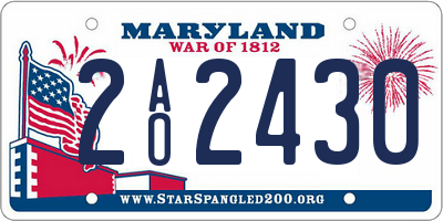 MD license plate 2AO2430