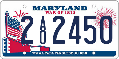 MD license plate 2AO2450