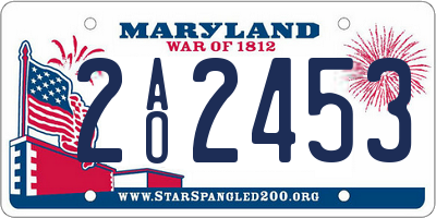 MD license plate 2AO2453