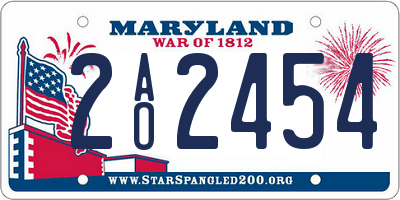 MD license plate 2AO2454