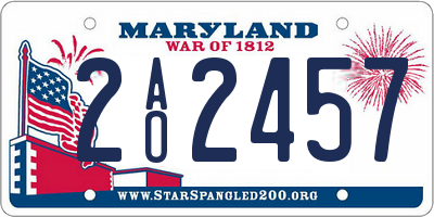 MD license plate 2AO2457