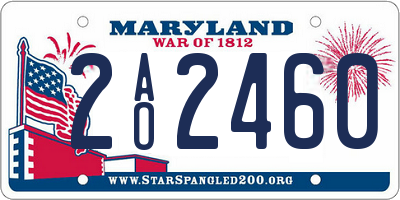 MD license plate 2AO2460