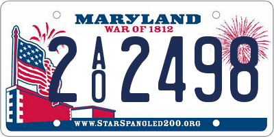 MD license plate 2AO2498