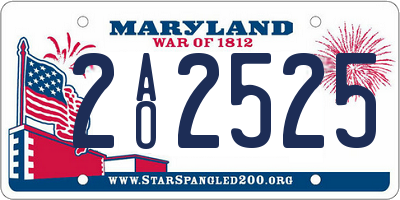 MD license plate 2AO2525