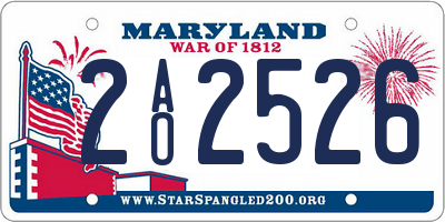 MD license plate 2AO2526
