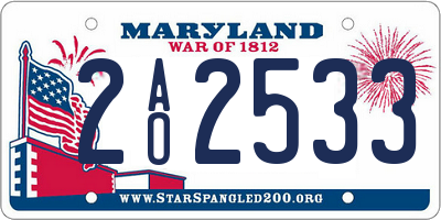 MD license plate 2AO2533