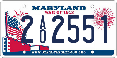 MD license plate 2AO2551