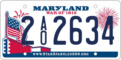 MD license plate 2AO2634