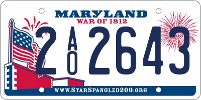MD license plate 2AO2643