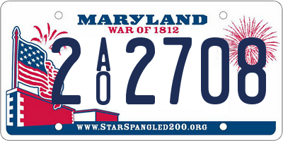 MD license plate 2AO2708
