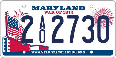 MD license plate 2AO2730